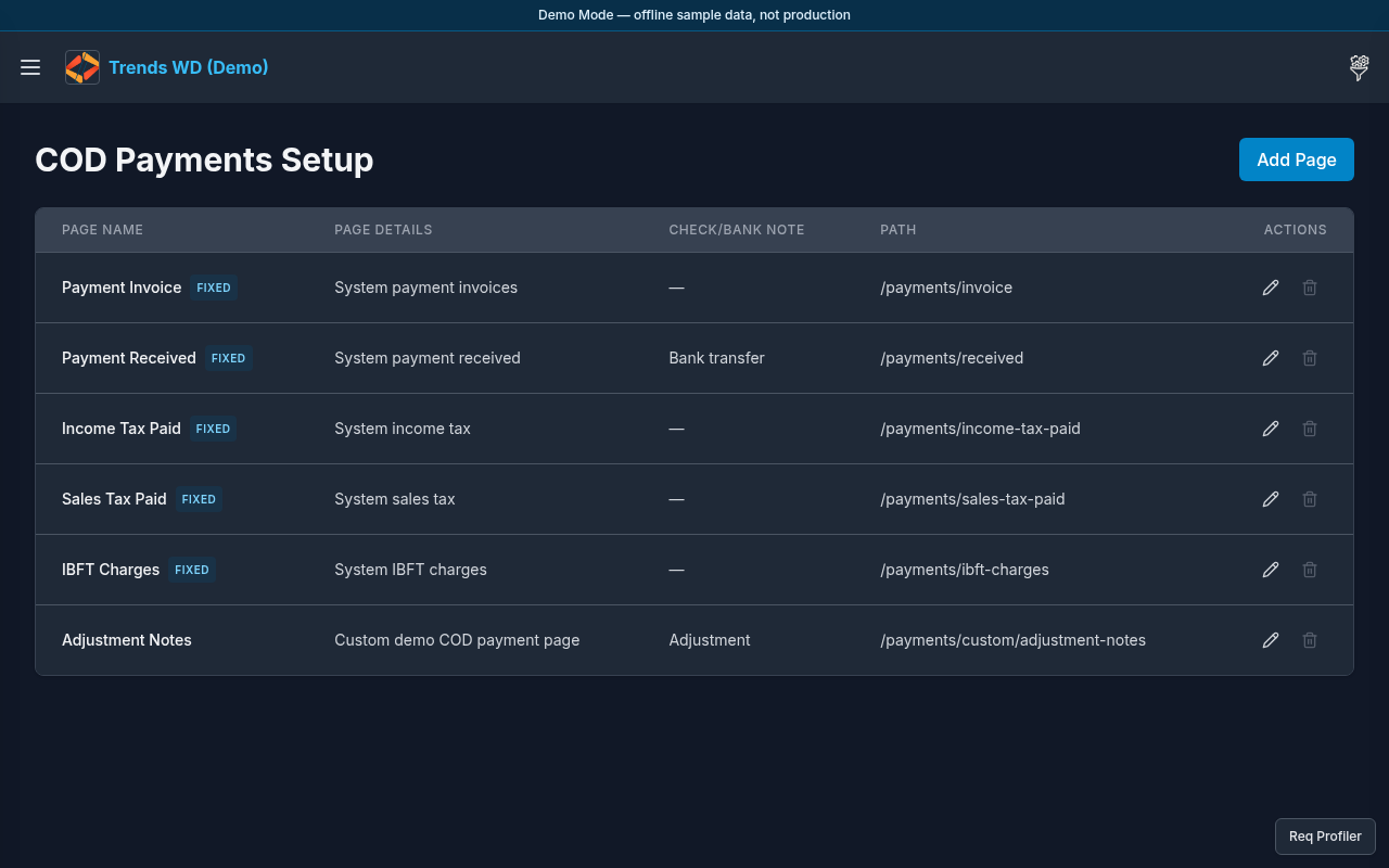 COD Payments Setup