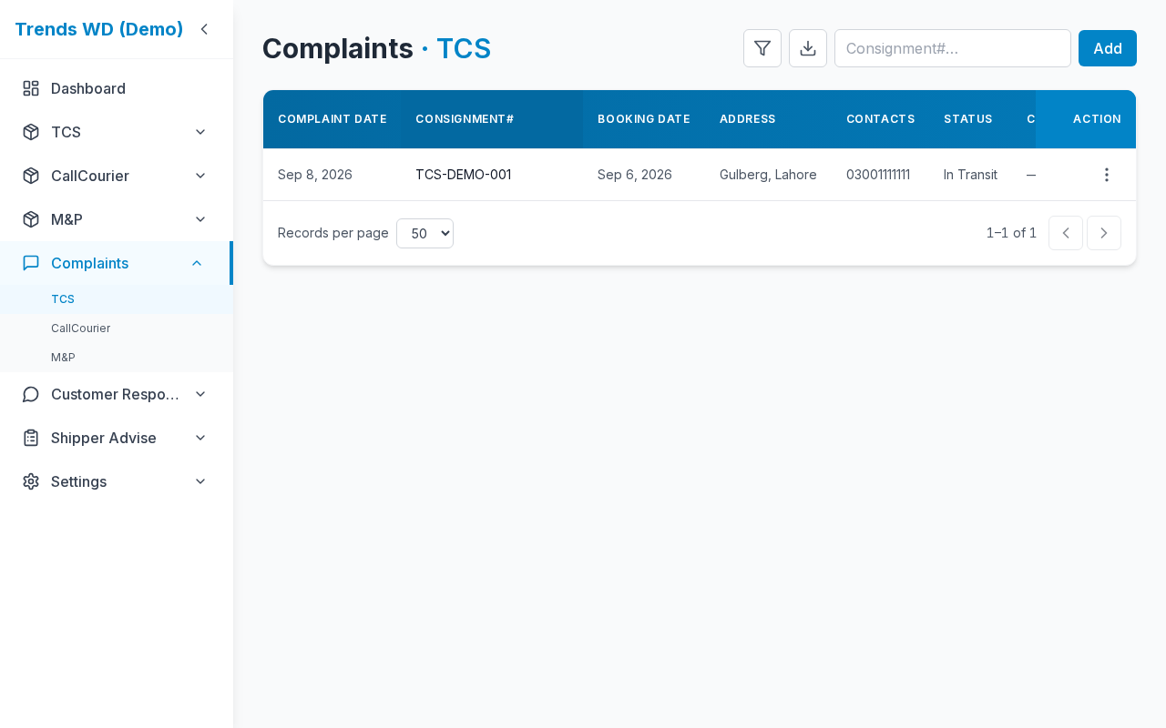 Complaints — TCS