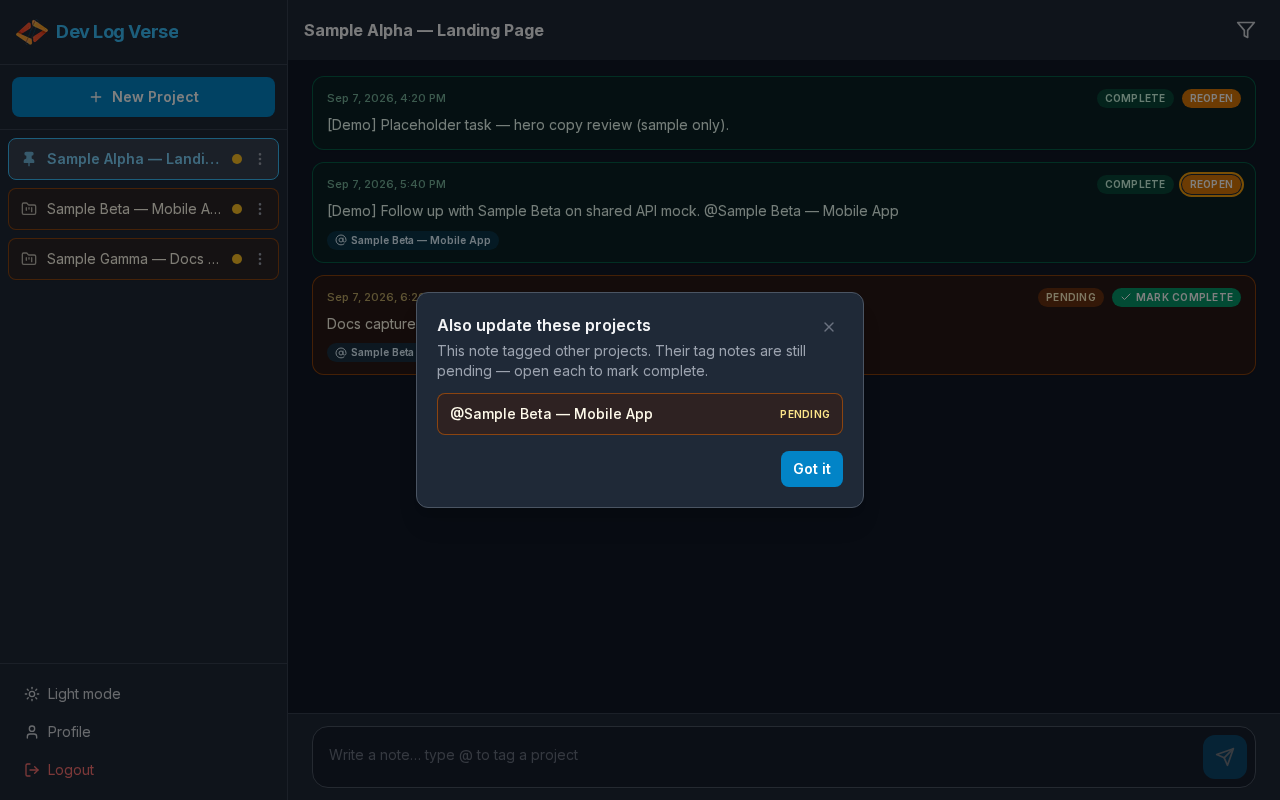 Related projects modal