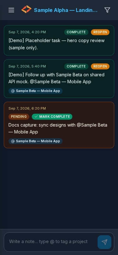 Mobile project chat