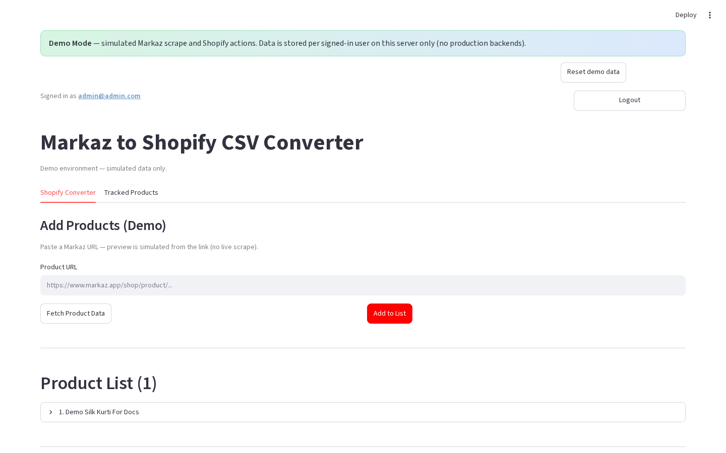 Product list