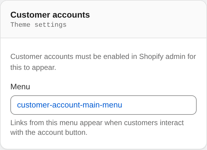 Customer accounts settings