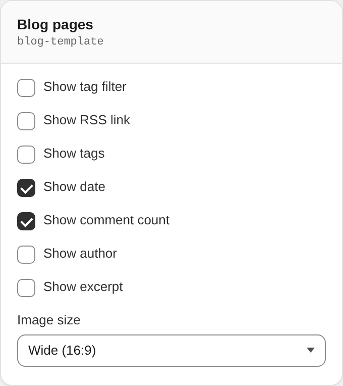 Blog pages settings