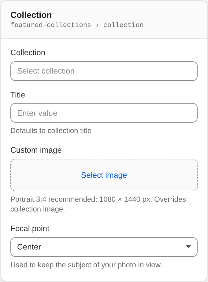 Collection settings