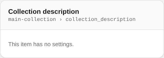 Collection description settings