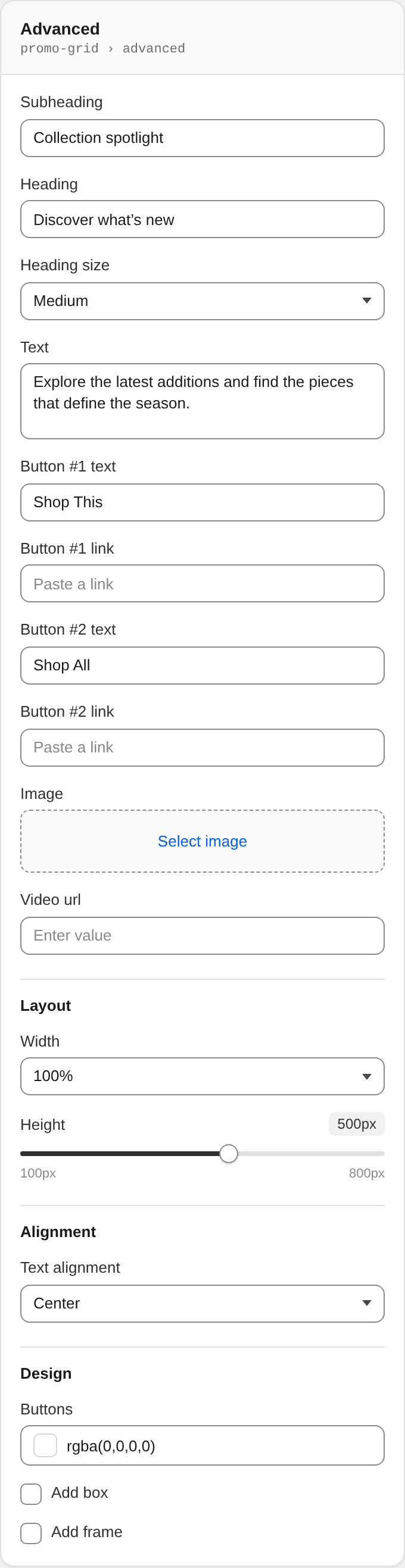 Advanced settings