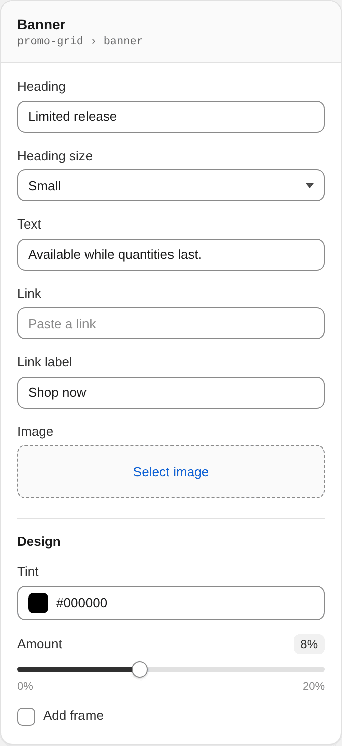 Banner settings