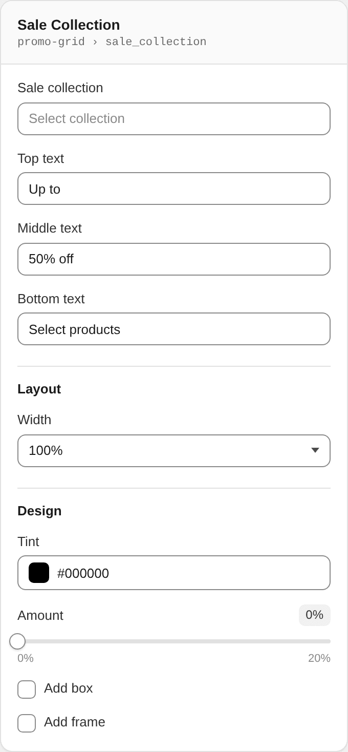 Sale Collection settings