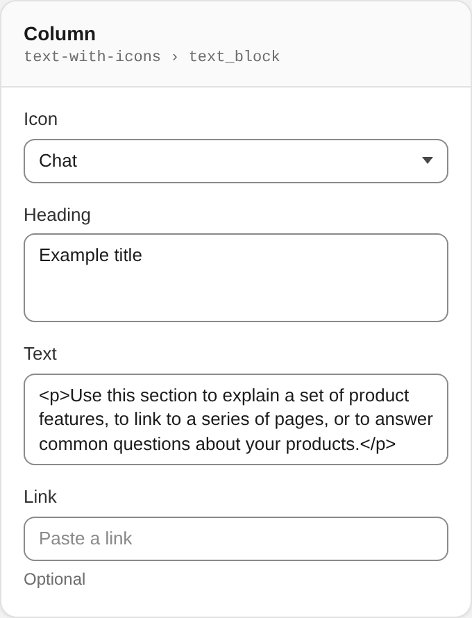 Column settings