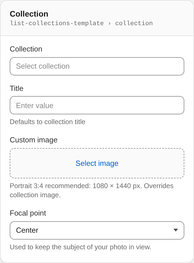 Collection settings