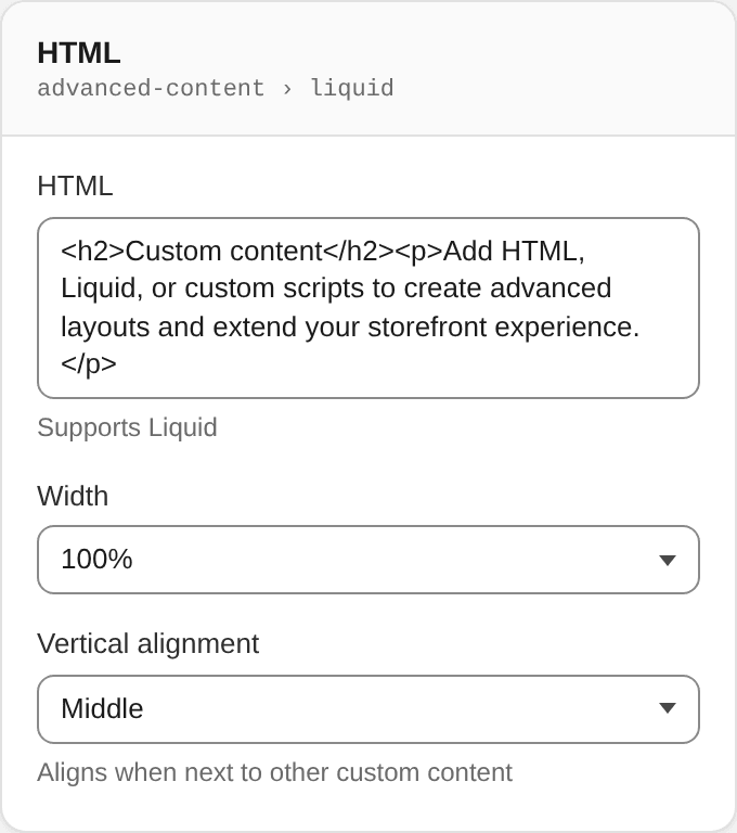 HTML settings