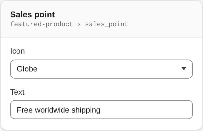 Sales point settings