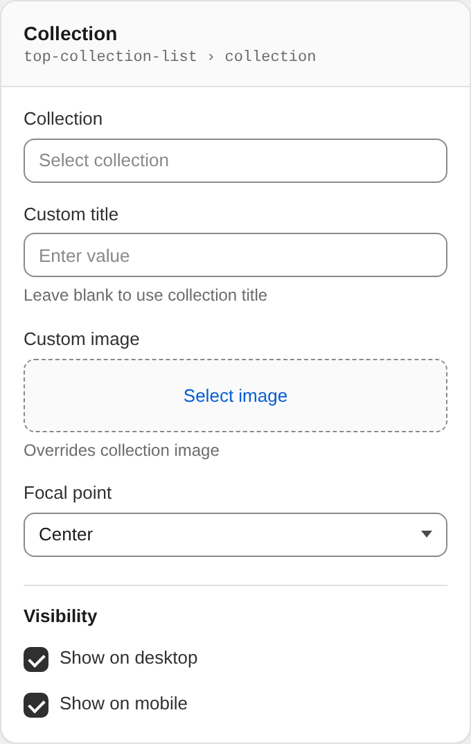 Collection settings