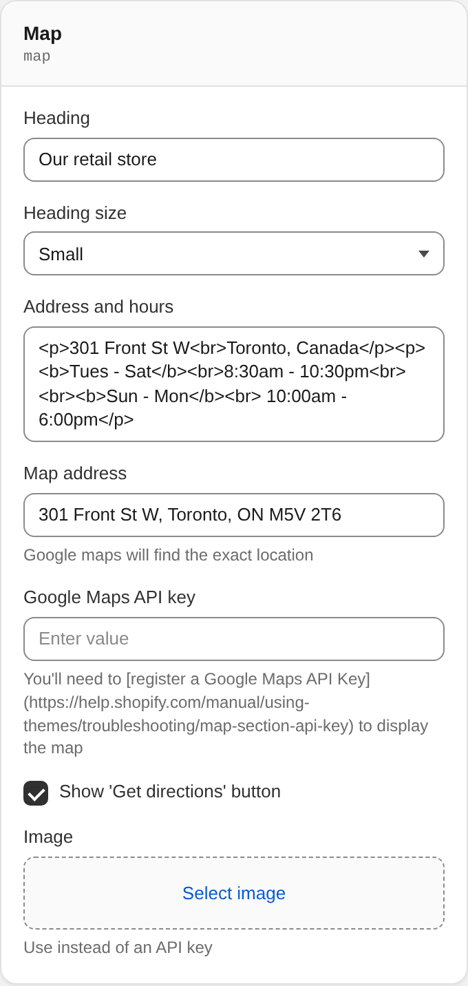 Map settings