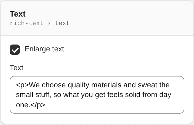 Text settings