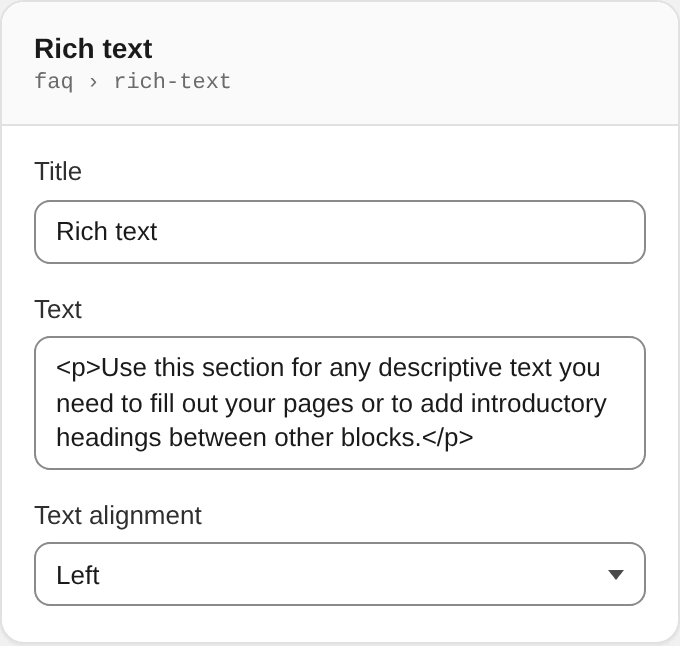 Rich text settings