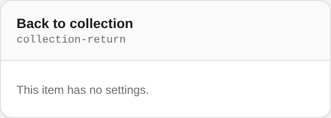 Back to collection settings