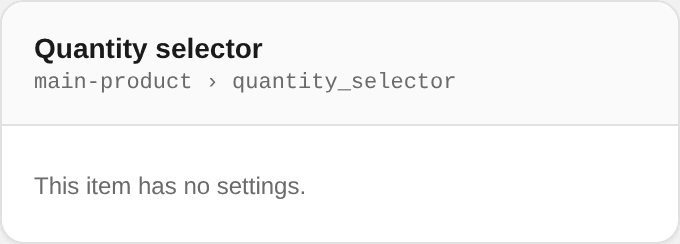Quantity selector settings