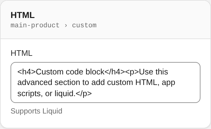 HTML settings