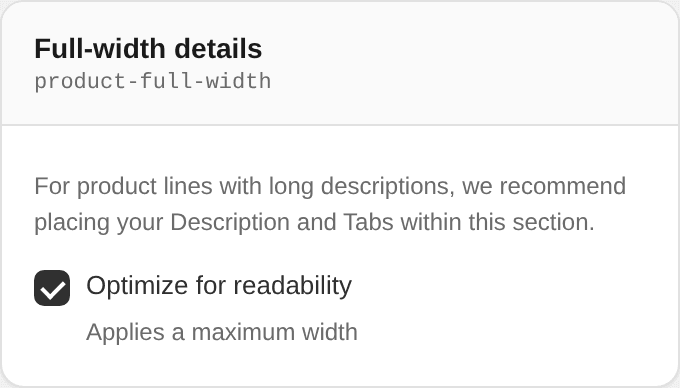 Full-width details settings