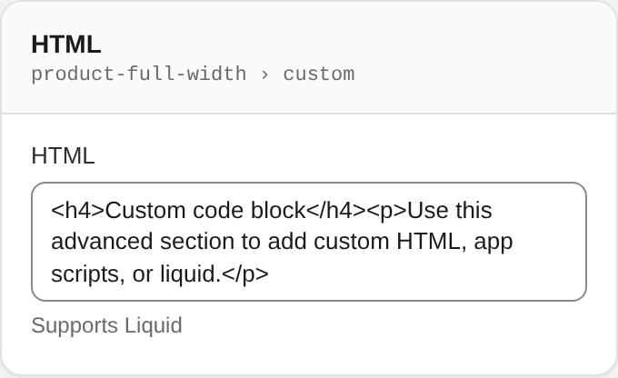 HTML settings