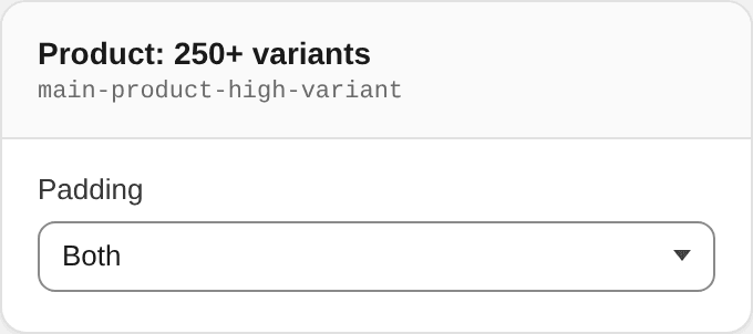 Product: 250+ variants settings