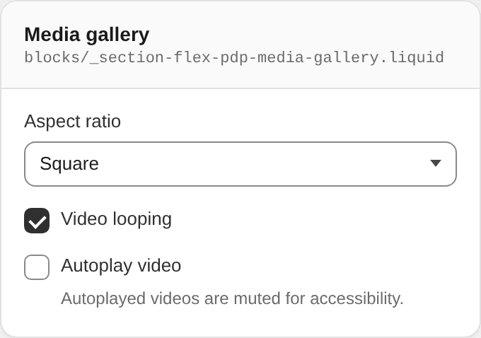 Media gallery settings