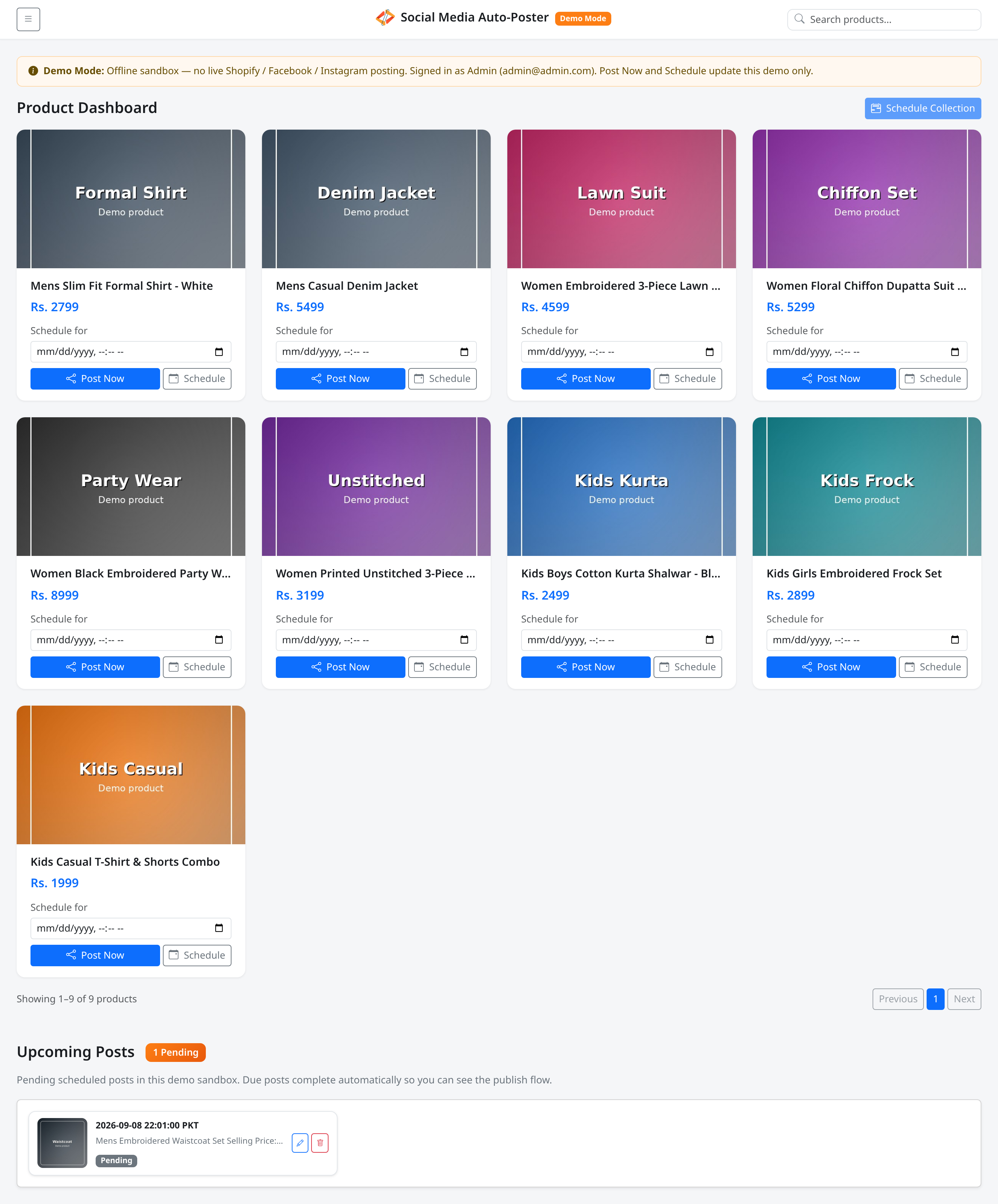 Product Dashboard overview