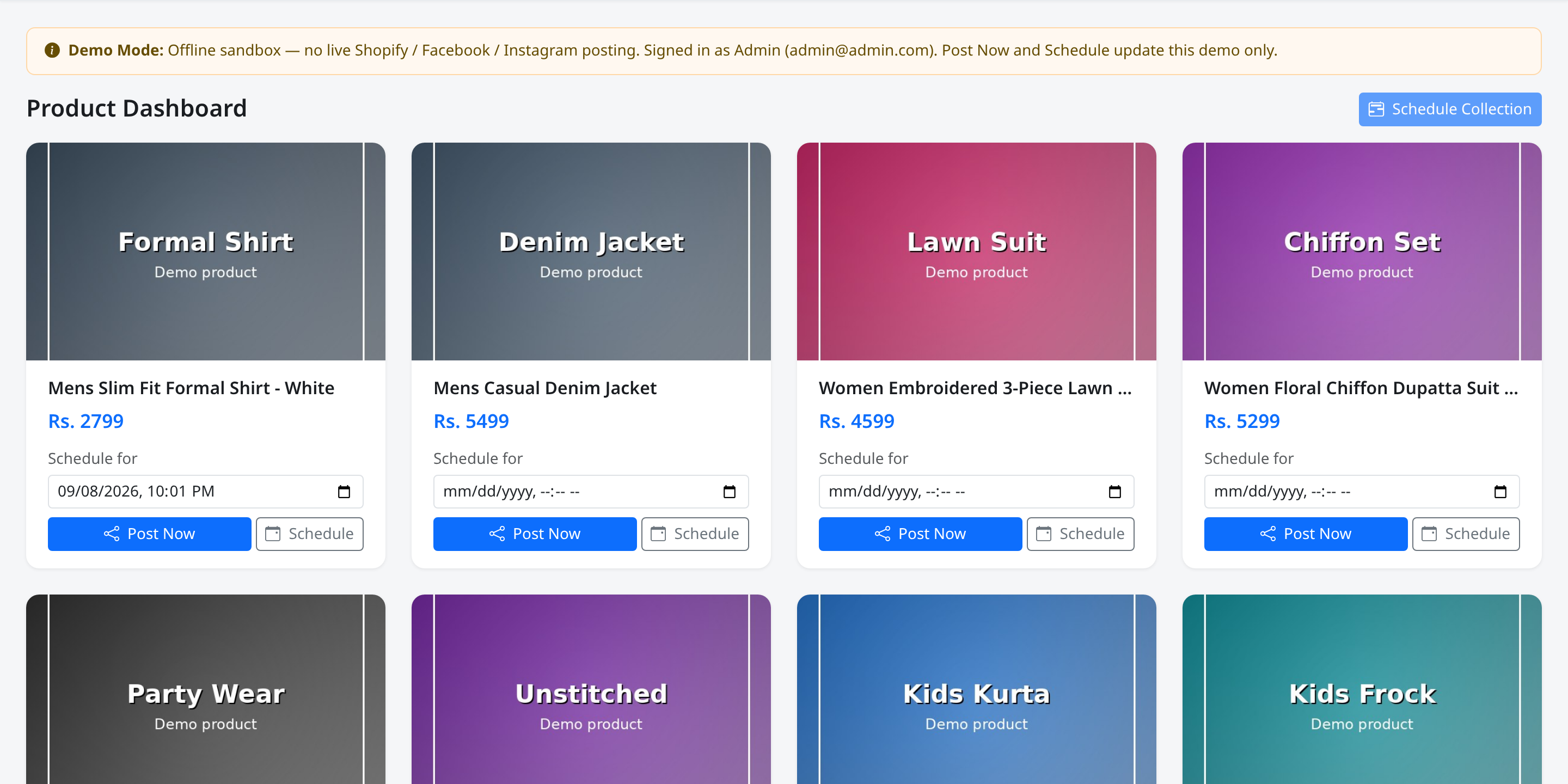 Single product schedule controls