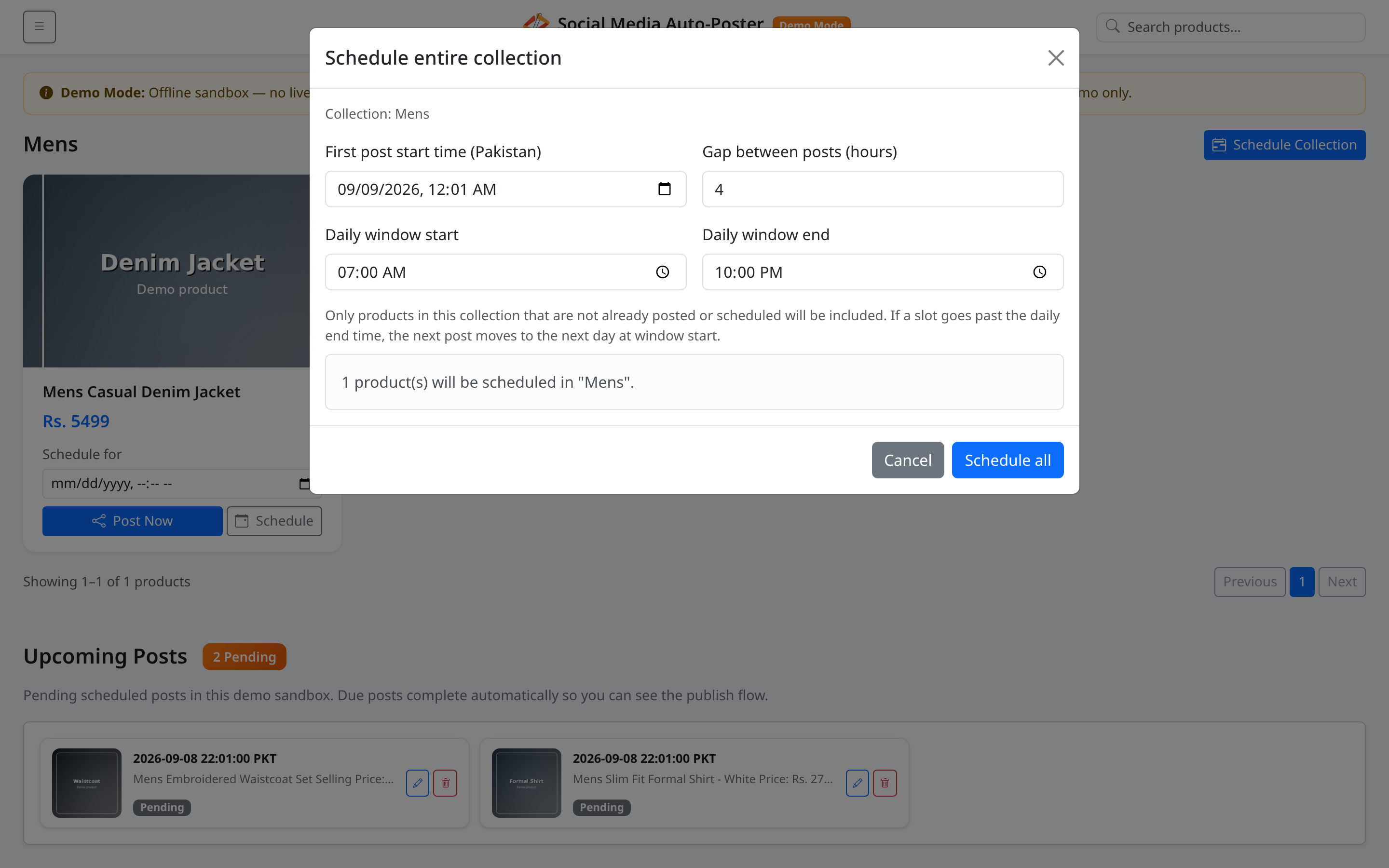 Bulk schedule modal