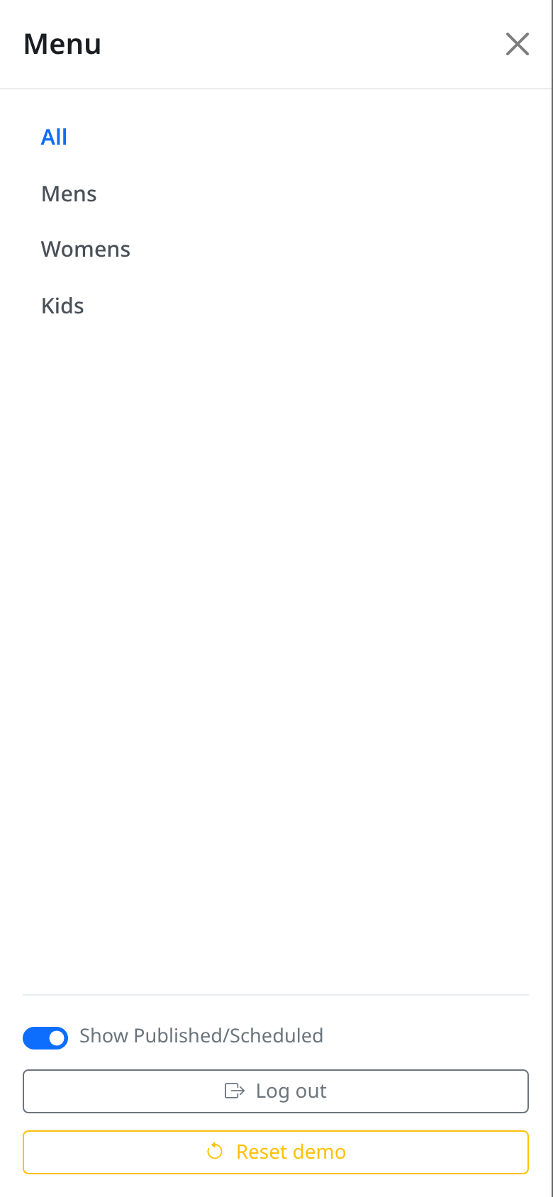 Sidebar menu on mobile